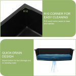 33 Granite Composite Kitchen Sink - Donsdey 33”×19” Undermount Granite Sink Black Quartz Classic Composite Under Counter Single Bowl Sink Basin  from Lordear