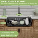 33 Granite Composite Kitchen Sink - Donsdey 33”×19” Undermount Granite Sink Black Quartz Classic Composite Under Counter Single Bowl Sink Basin  from Lordear