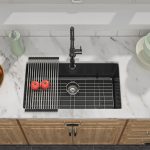 33 Granite Composite Kitchen Sink - Donsdey 33”×19” Undermount Granite Sink Black Quartz Classic Composite Under Counter Single Bowl Sink Basin  from Lordear