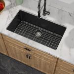 33 Granite Composite Kitchen Sink - Donsdey 33”×19” Undermount Granite Sink Black Quartz Classic Composite Under Counter Single Bowl Sink Basin  from Lordear